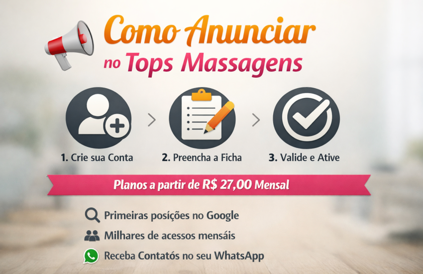 Como anunciar no Tops Massagens | Cadastro e Planos