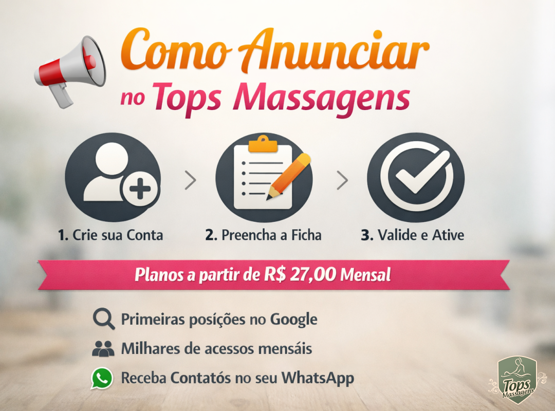 Como anunciar no Tops Massagens | Cadastro e Planos